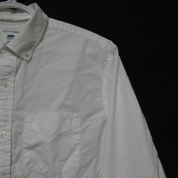 OLD NAVY | Slim Fit | large | 100% Cotton | Textured White Button-Up Dress Shirt - Picture 5 of 16